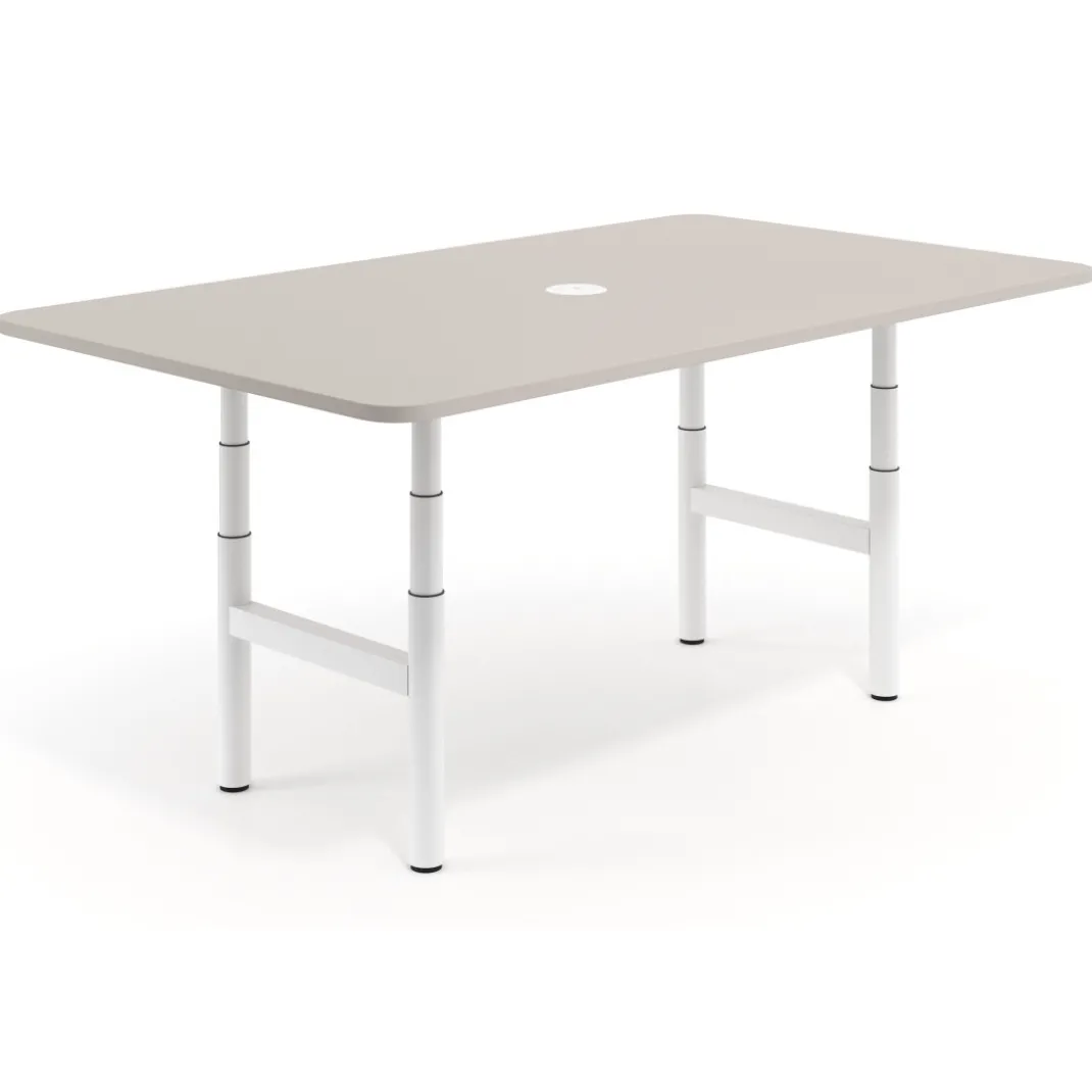 Mesa de Reuniones Elevable Erghos Core estructura blanca canto curvo