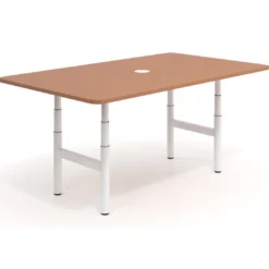 Mesa de Reuniones Elevable Erghos Core estructura blanca canto curvo