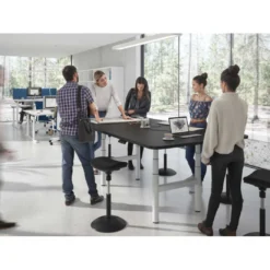 Mesa de Reuniones Elevable Erghos Core estructura blanca canto curvo