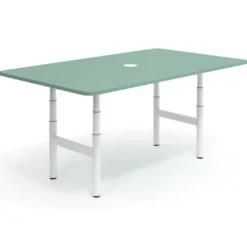 Mesa de Reuniones Elevable Erghos Core estructura blanca canto curvo