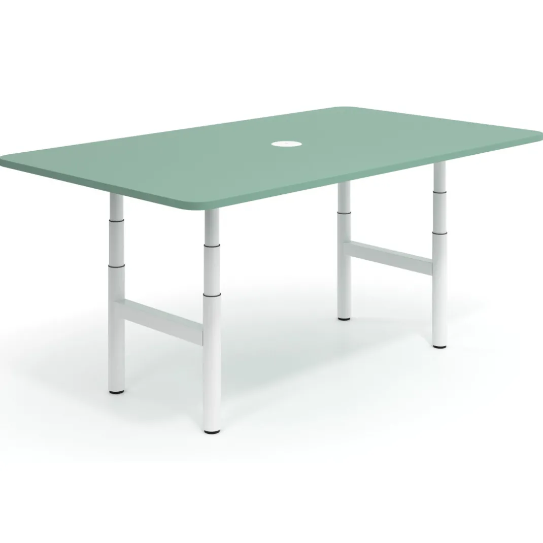 Mesa de Reuniones Elevable Erghos Core estructura blanca canto curvo