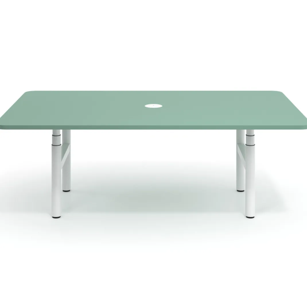 Mesa de Reuniones Elevable Erghos Core estructura blanca canto curvo