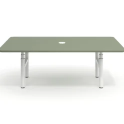 Mesa de Reuniones Elevable Erghos Core estructura blanca canto curvo