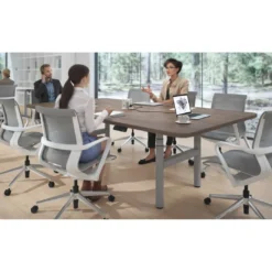 Mesa de Reuniones Elevable Erghos Core estructura aluminio canto curvo