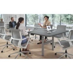 Mesa de Reuniones Elevable Erghos Core estructura aluminio canto curvo