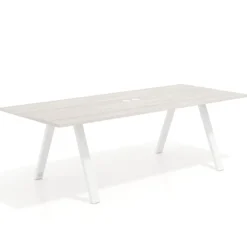 Mesa de reuniones rectangular UvePro fondo 100cm, estructura blanca