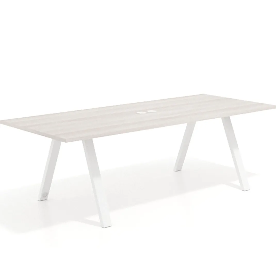 Mesa de reuniones rectangular UvePro fondo 100cm, estructura blanca