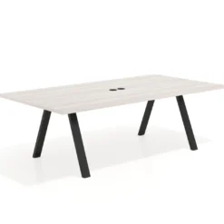 Mesa de reuniones rectangular UvePro fondo 126, patas interior, estructura negra