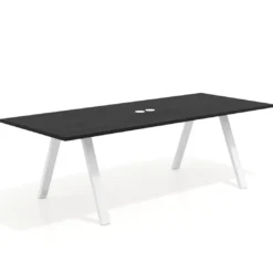 Mesa de reuniones rectangular UvePro fondo 100cm, estructura blanca