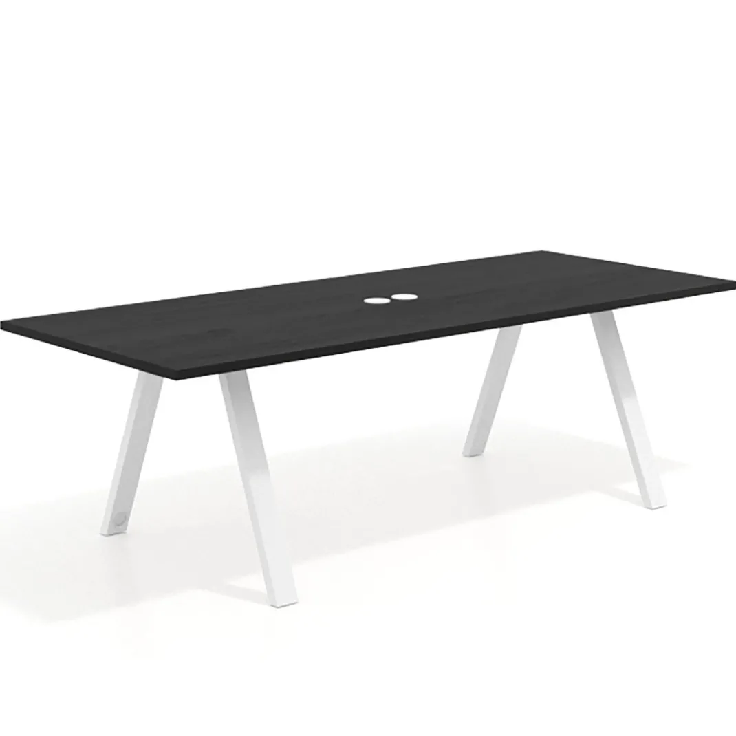 Mesa de reuniones rectangular UvePro fondo 100cm, estructura blanca