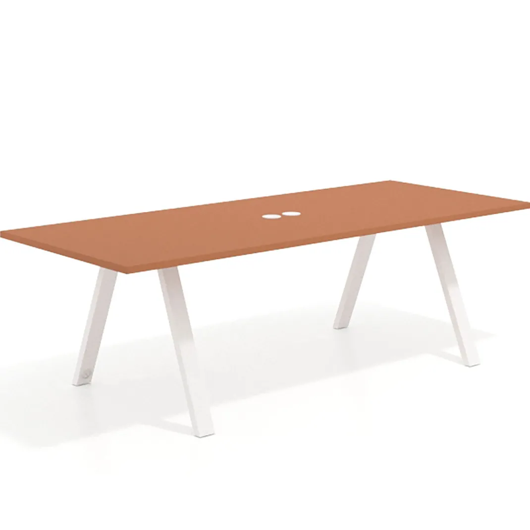 Mesa de reuniones rectangular UvePro fondo 100cm, estructura blanca