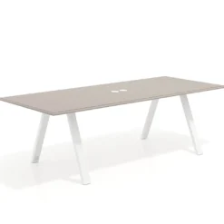 Mesa de reuniones rectangular UvePro fondo 100cm, estructura blanca
