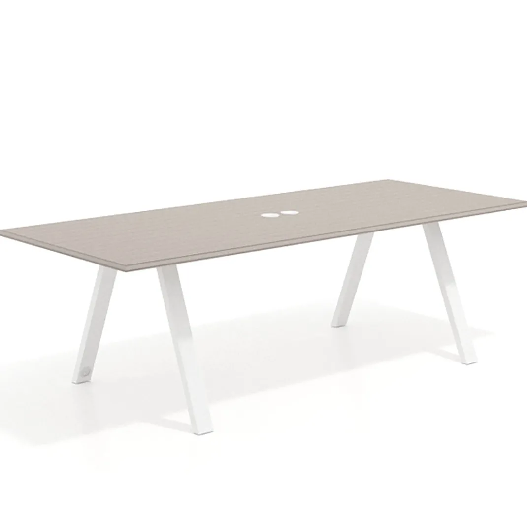 Mesa de reuniones rectangular UvePro fondo 100cm, estructura blanca