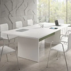 Mesa de Reuniones Rectangular Work Plus estructura blanco mate