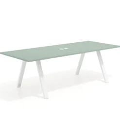 Mesa de reuniones rectangular UvePro fondo 100cm, estructura blanca