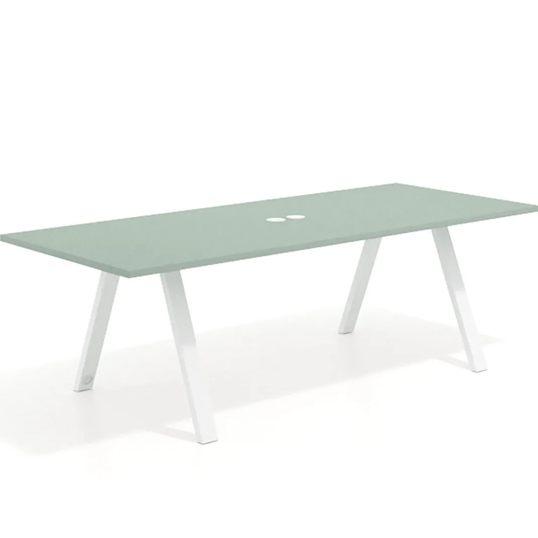 Mesa de reuniones rectangular UvePro fondo 100cm, estructura blanca