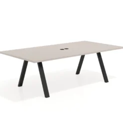 Mesa de reuniones rectangular UvePro fondo 126, patas interior, estructura negra