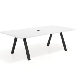 Mesa de reuniones rectangular UvePro fondo 126, patas interior, estructura negra