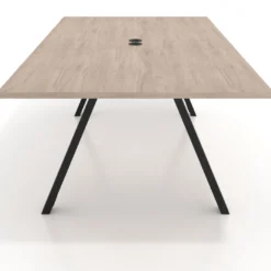 Mesa de reuniones rectangular UvePro fondo 126, patas interior, estructura negra