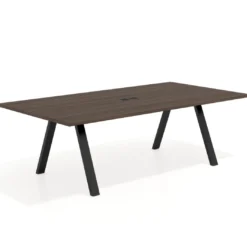 Mesa de reuniones rectangular UvePro fondo 126, patas interior, estructura negra
