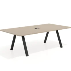 Mesa de reuniones rectangular UvePro fondo 126, patas interior, estructura negra