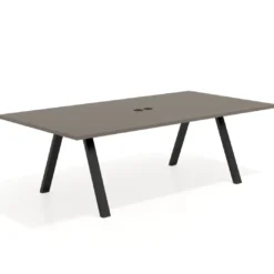 Mesa de reuniones rectangular UvePro fondo 126, patas interior, estructura negra