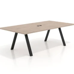 Mesa de reuniones rectangular UvePro fondo 126, patas interior, estructura negra