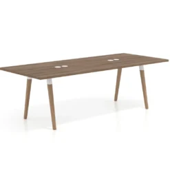 Mesa de reuniones rectangular Arki, gran formato, patas de madera