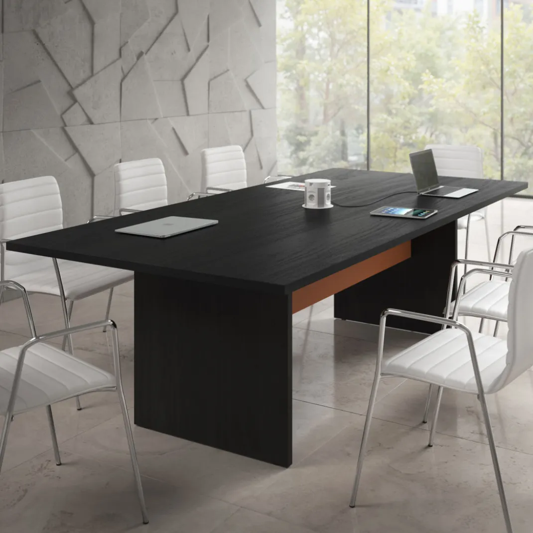 Mesa de Reuniones Rectangular Work Plus estructura bocamina