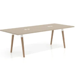 Mesa de reuniones rectangular Arki, gran formato, patas de madera