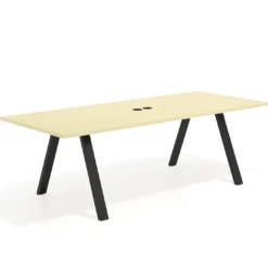 Mesa de reuniones rectangular UvePro fondo 100cm, estructura negra