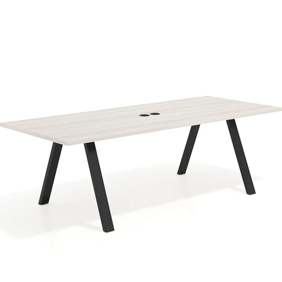 Mesa de reuniones rectangular UvePro fondo 100cm, estructura negra