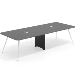 Mesa de reuniones Tekno doble, fondo 120, patas aluminio inyectado, estructura cromada