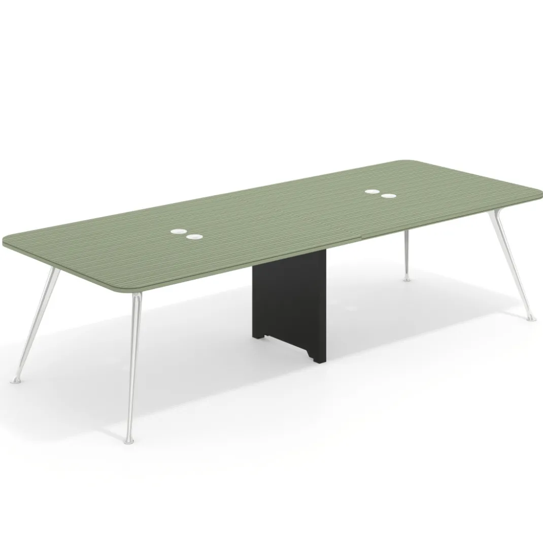 Mesa de reuniones Tekno doble, fondo 120, patas aluminio inyectado, estructura cromada