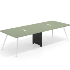 Mesa de reuniones Tekno doble, fondo 120, patas aluminio inyectado, estructura cromada