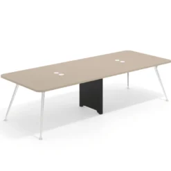 Mesa de reuniones Tekno doble, fondo 120, patas aluminio inyectado, estructura cromada