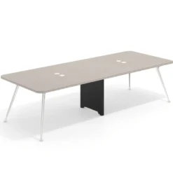 Mesa de reuniones Tekno doble, fondo 120, patas aluminio inyectado, estructura cromada