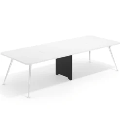 Mesa de reuniones Tekno doble, fondo 120, patas aluminio inyectado, estructura cromada