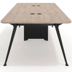 Mesa de reuniones Tekno doble, fondo 120, patas aluminio inyectado, estructura cromada