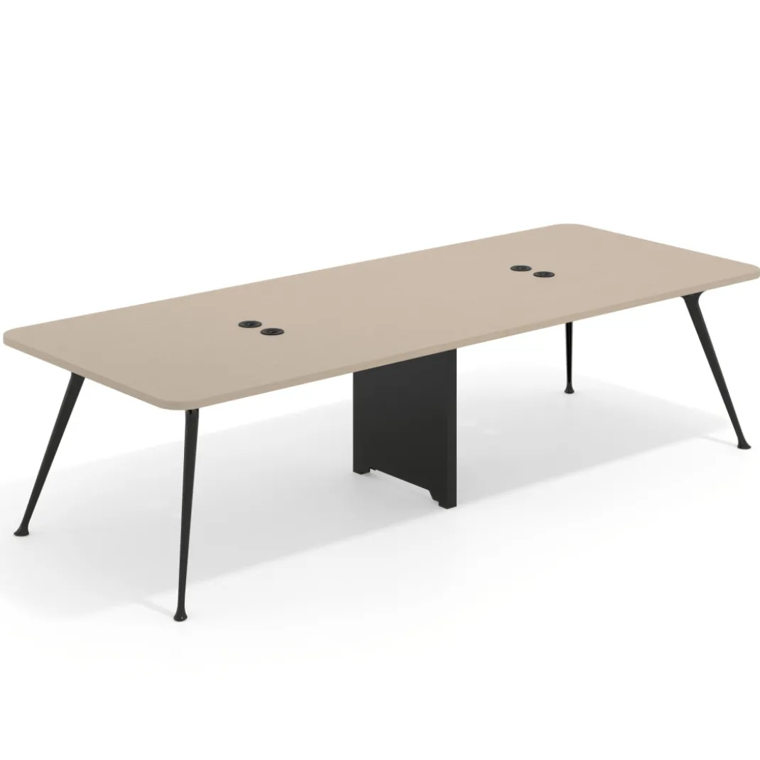 Mesa de reuniones Tekno doble, fondo 120, patas aluminio inyectado, estructura negra