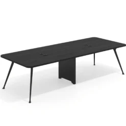 Mesa de reuniones Tekno doble, fondo 120, patas aluminio inyectado, estructura negra