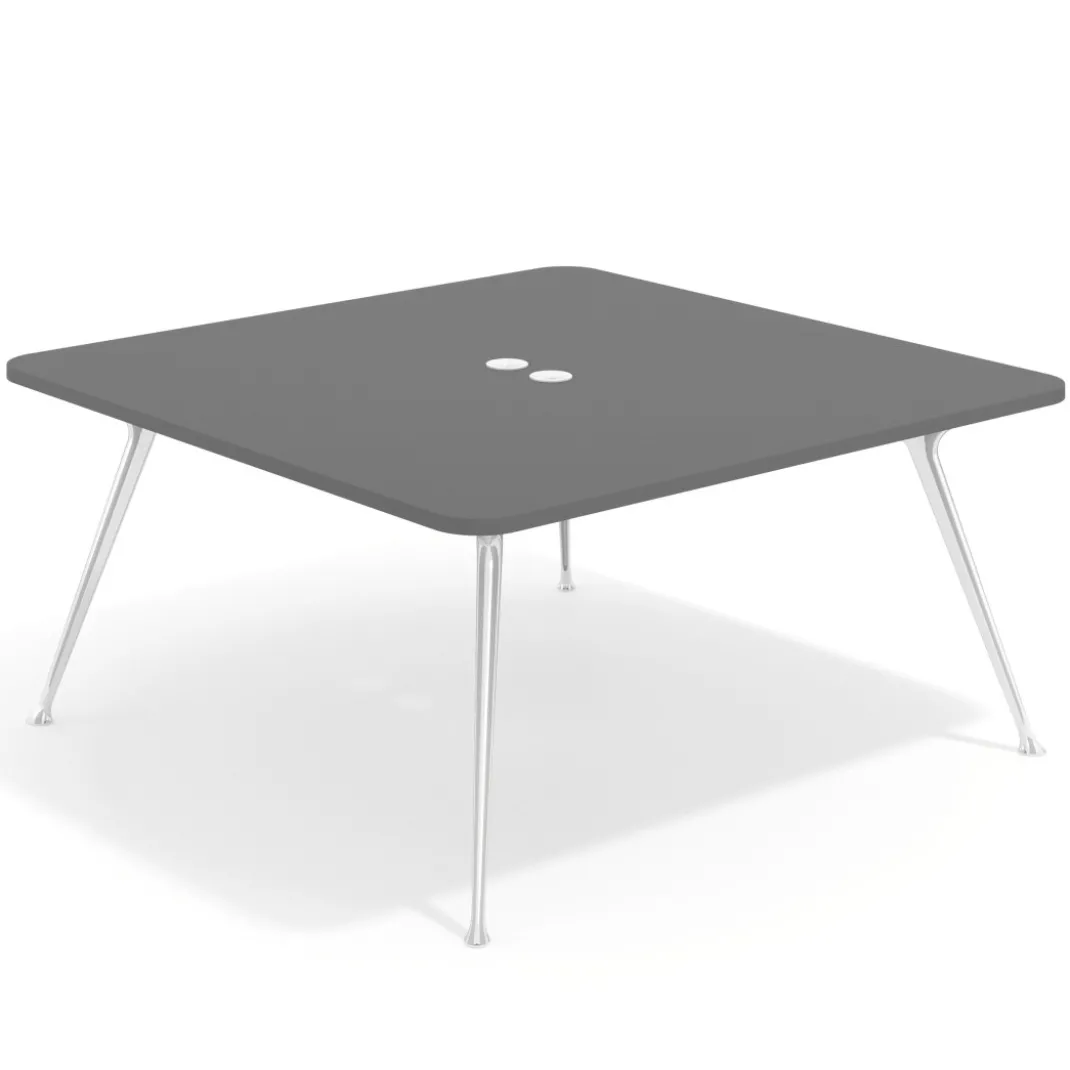 Mesa de reuniones Tekno, fondo 160, patas aluminio inyectado, estructura cromada