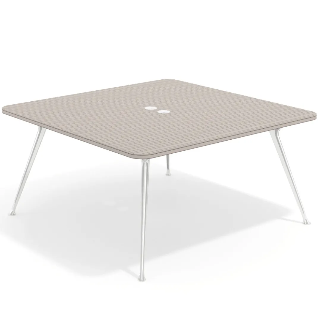 Mesa de reuniones Tekno, fondo 160, patas aluminio inyectado, estructura cromada