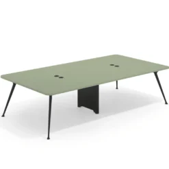 Mesa de reuniones Tekno gran formato, fondo 160, patas aluminio inyectado, estructura negra
