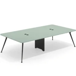 Mesa de reuniones Tekno gran formato, fondo 160, patas aluminio inyectado, estructura negra