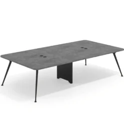 Mesa de reuniones Tekno gran formato, fondo 160, patas aluminio inyectado, estructura negra