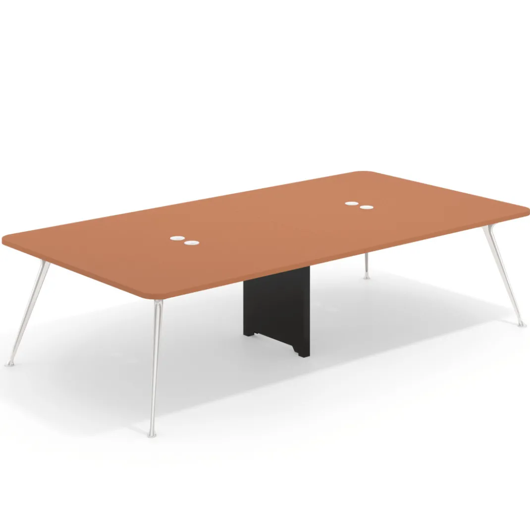 Mesa de reuniones Tekno gran formato, fondo 160, patas aluminio inyectado, estructura cromada
