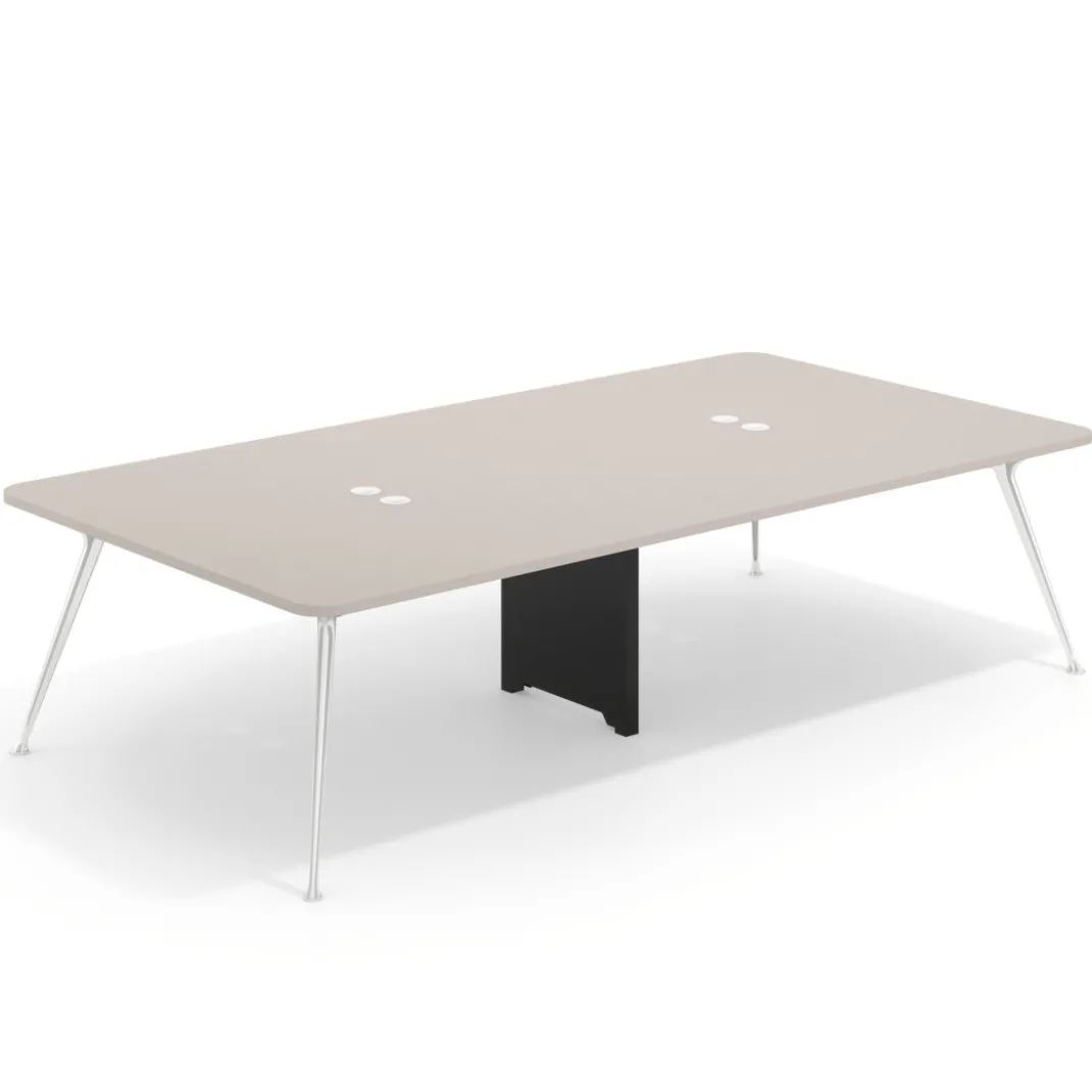 Mesa de reuniones Tekno gran formato, fondo 160, patas aluminio inyectado, estructura cromada