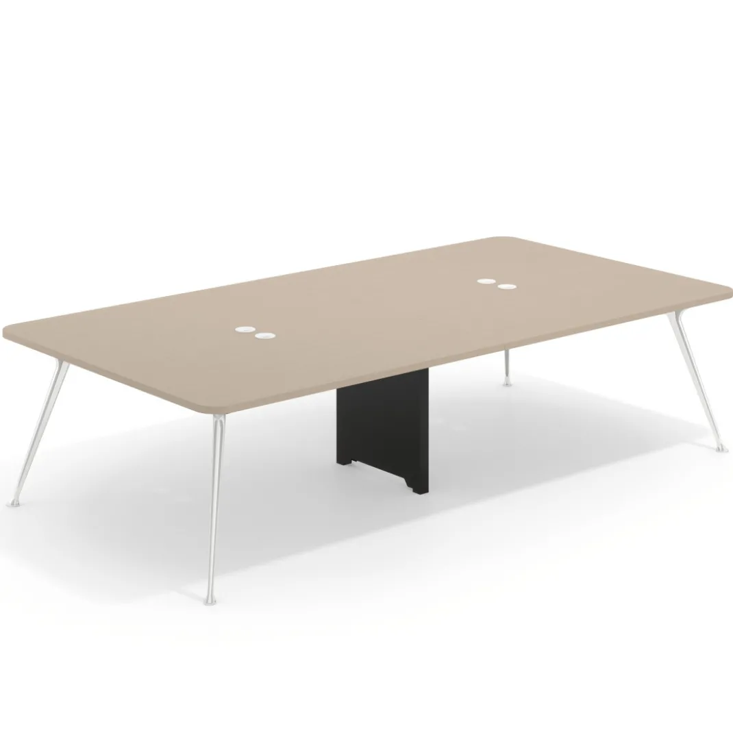 Mesa de reuniones Tekno gran formato, fondo 160, patas aluminio inyectado, estructura cromada