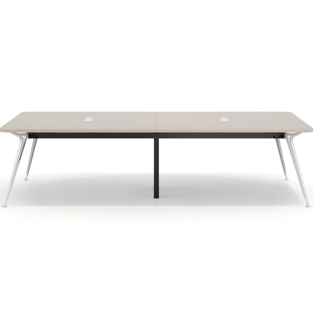 Mesa de reuniones Tekno gran formato, fondo 160, patas aluminio inyectado, estructura cromada